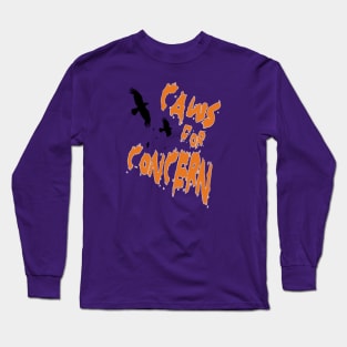 Halloween Ravens Caws For Concern Fun Pun Orange Quote 2 Long Sleeve T-Shirt